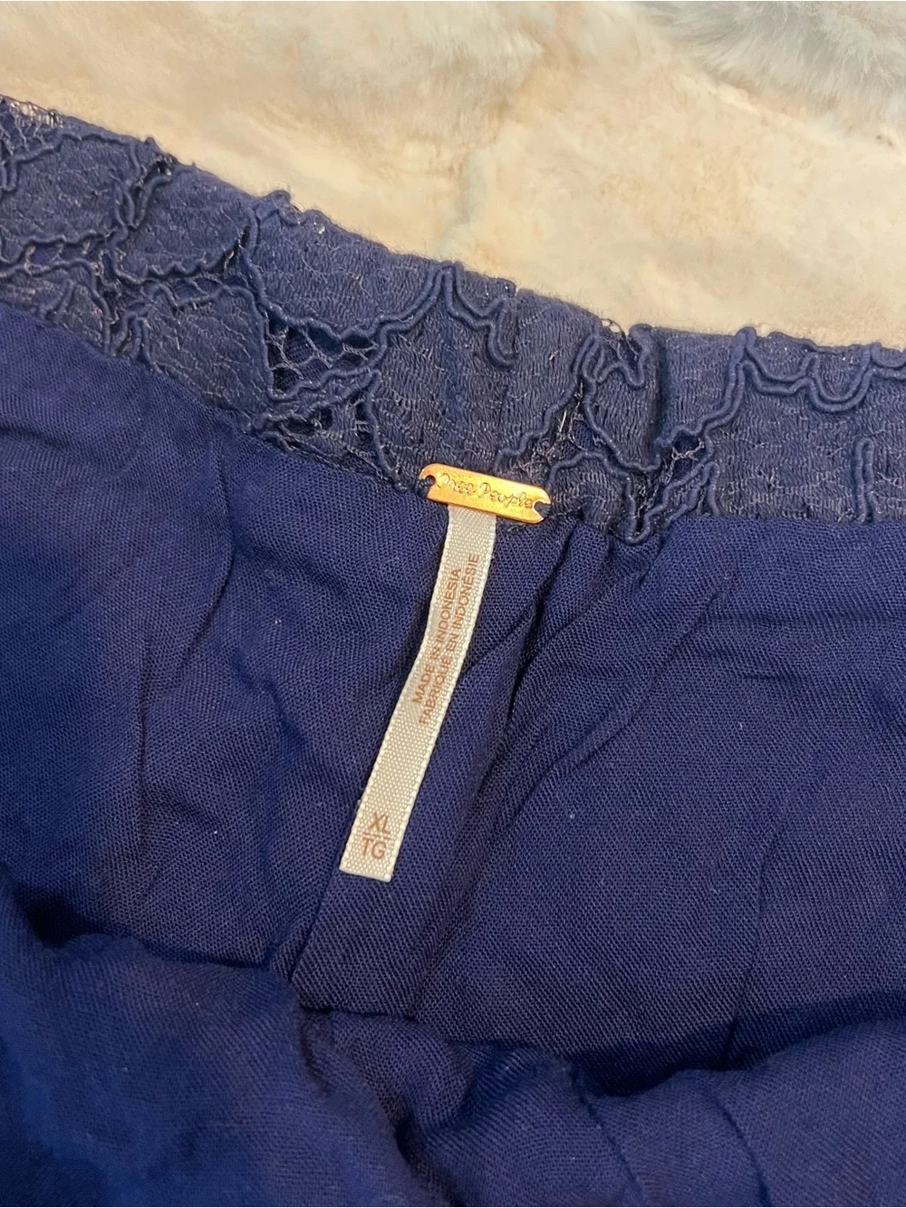 Free People Navy Lace Pull-On Flare Pants - Picture 8 of 8